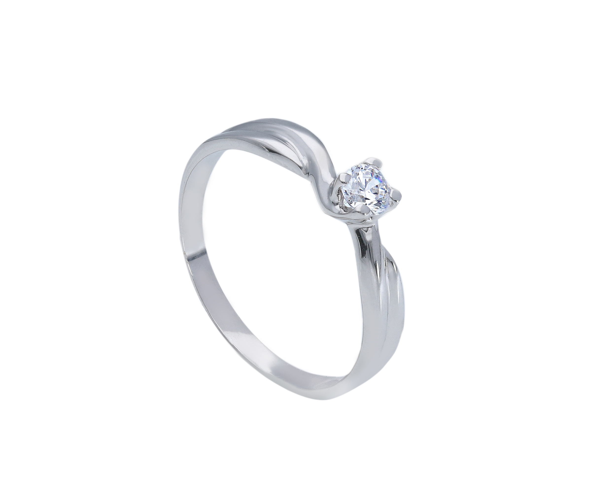 Single stone k9 white gold ring with zirkon (S233867)